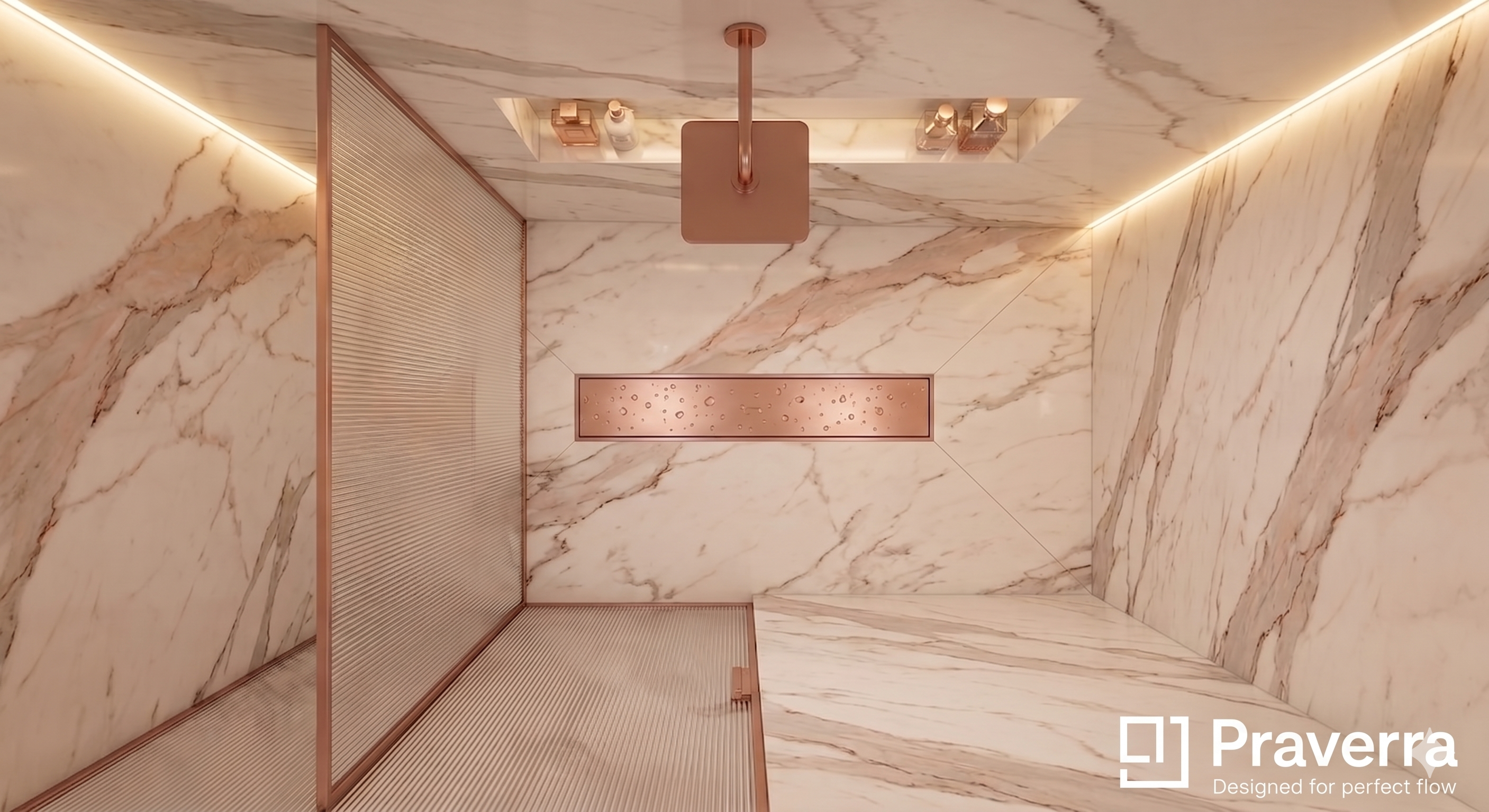 Praverra Tile Drainer Rose Gold view 2